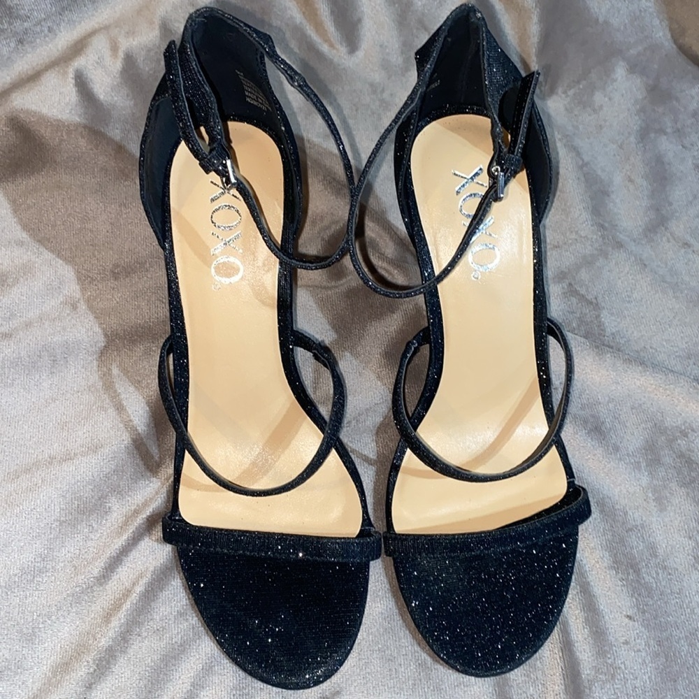 XOXO Bridgette Elegant Sparkle Dressy Heels Strappy Sandals Evening 🆕